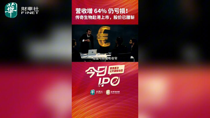 今日IPO 营收增 64% 仍亏损！传奇生物赴港上市，股价已腰斩