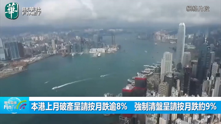本港上月破产呈请按月跌逾8%　强制清盘呈请按月跌约9%