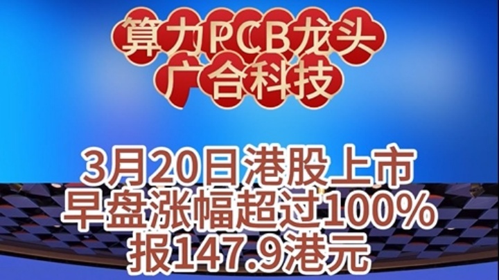 【今日IPO】算力PCB龍頭廣合科技（1989.HK）3月20日港股上市