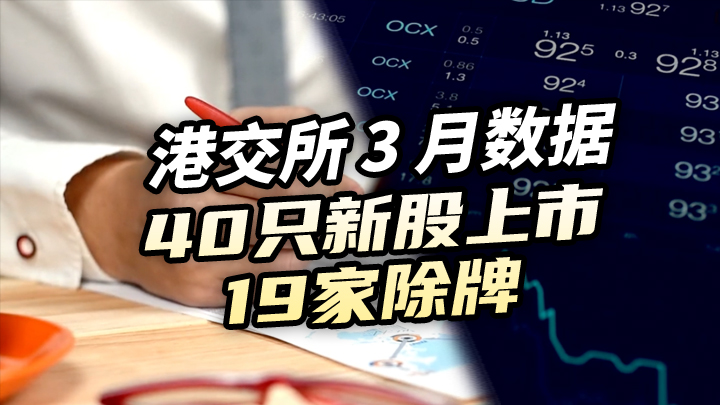 【今日IPO】港交所 3 月数据：40 只新股上市 19 家除牌