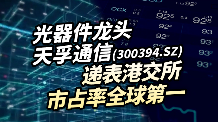 【今日IPO】光器件龙头天孚通信递表港交所 市占率全球第一